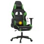 Gaming chair with massage and footrest in black green synthetic leather by , Gaming chairs - Ref: Foro24-345525, Price: 145,4...