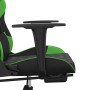 Gaming chair with massage and footrest in black green synthetic leather by , Gaming chairs - Ref: Foro24-345525, Price: 145,4...