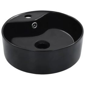 Lavabo con rebosadero 36x13 cm cerámica negro de vidaXL, Lavabos - Ref: Foro24-143912, Precio: 55,50 €, Descuento: %