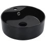 Lavabo con rebosadero 36x13 cm cerámica negro de vidaXL, Lavabos - Ref: Foro24-143912, Precio: 55,50 €, Descuento: %