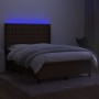 Box spring bed mattress LED lights dark brown fabric 140x200cm by , Beds and slatted bases - Ref: Foro24-3138640, Price: 536,...