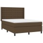 Cama box spring colchón luces LED tela marrón oscuro 140x200cm de , Camas y somieres - Ref: Foro24-3138640, Precio: 517,14 €,...