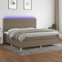 Boxspringbett mit Matratze und LED-Leuchten taupegrauer Stoff 200x200 cm von , Betten und Lattenroste - Ref: Foro24-3135625, ...