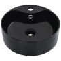 Lavabo con rebosadero 36x13 cm cerámica negro de vidaXL, Lavabos - Ref: Foro24-143912, Precio: 55,50 €, Descuento: %