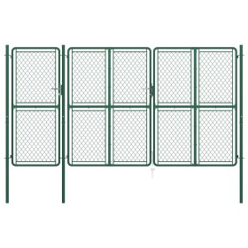 Green steel garden fence gate 200x395 cm by , garden gates - Ref: Foro24-144449, Price: 671,99 €, Discount: %