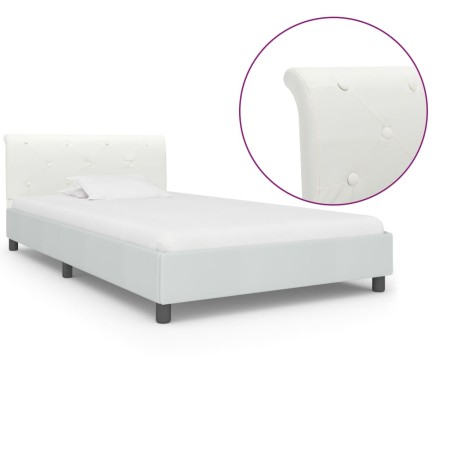 White synthetic leather bed frame 90x200 cm by , Beds and slatted bases - Ref: Foro24-284870, Price: 152,99 €, Discount: %