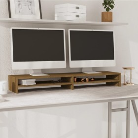 Soporte de monitor madera maciza pino marrón miel 100x24x13 cm de , Muebles TV - Ref: Foro24-813922, Precio: 43,99 €, Descuen...