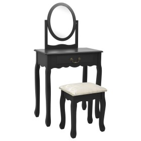 Black paulownia wood dressing table and stool 65x36x128 cm by , Bedroom Dressers - Ref: Foro24-289332, Price: 180,99 €, Disco...