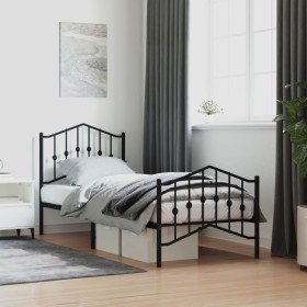 Bed frame with headboard and black metal footboard 80x200 cm by , Beds and slatted bases - Ref: Foro24-373798, Price: 67,99 €...