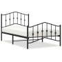 Bed frame with headboard and black metal footboard 100x190cm by , Beds and slatted bases - Ref: Foro24-373801, Price: 71,99 €...