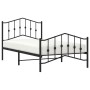 Bed frame with headboard and black metal footboard 100x190cm by , Beds and slatted bases - Ref: Foro24-373801, Price: 71,99 €...