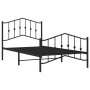 Bed frame with headboard and black metal footboard 100x190cm by , Beds and slatted bases - Ref: Foro24-373801, Price: 71,99 €...