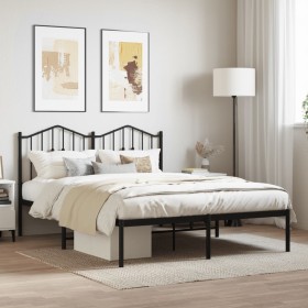 Bed frame with black metal headboard 150x200 cm by , Beds and slatted bases - Ref: Foro24-373791, Price: 100,33 €, Discount: %