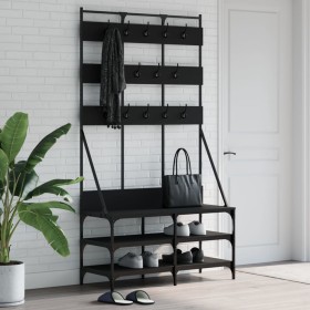 Coat rack with black shoe rack 100x40x184 cm by , Dresser Organizers and Bar Hangers - Ref: Foro24-837857, Price: 124,15 €, D...