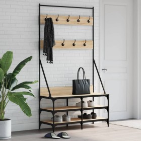 Coat rack with Sonoma oak shoe rack 100x40x184 cm by , Dresser Organizers and Bar Hangers - Ref: Foro24-837848, Price: 97,99 ...