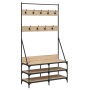 Garderobe mit Schuhregal aus Sonoma-Eiche 100x40x184 cm von , Kommoden-Organizer und Bar-Kleiderbügel - Ref: Foro24-837848, P...