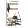 Garderobe mit Schuhregal aus Sonoma-Eiche 100x40x184 cm von , Kommoden-Organizer und Bar-Kleiderbügel - Ref: Foro24-837848, P...