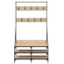 Garderobe mit Schuhregal aus Sonoma-Eiche 100x40x184 cm von , Kommoden-Organizer und Bar-Kleiderbügel - Ref: Foro24-837848, P...