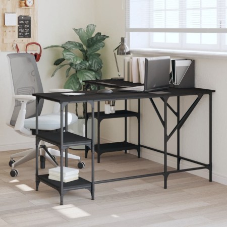 Black engineered wood desk 139x139x75 cm by , Desks - Ref: Foro24-837592, Price: 99,67 €, Discount: %