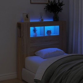 Cabecero LED madera ingeniería roble Sonoma 100x18,5x103,5 cm de , Cabeceros y pies de cama - Ref: Foro24-837332, Precio: 75,...