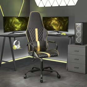 Gaming chair with massage gold and black synthetic leather by , Gaming chairs - Ref: Foro24-345559, Price: 125,27 €, Discount: %