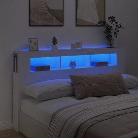 Kopfteil mit LED, weißem Holzwerkstoff, 180 x 18,5 x 103,5 cm von , Kopf- und Fußteile - Ref: Foro24-837358, Preis: 110,38 €,...