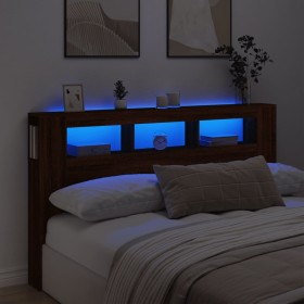 Cabecero LED madera ingeniería marrón roble 180x18,5x103,5 cm de , Cabeceros y pies de cama - Ref: Foro24-837364, Precio: 105...