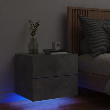 Concrete gray wall-mounted bedside table with LED lights by , Nightstands - Ref: Foro24-836818, Price: 60,67 €, Discount: %