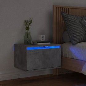 Concrete gray wall-mounted bedside table with LED lights by , Nightstands - Ref: Foro24-836832, Price: 47,31 €, Discount: %