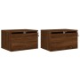 Wall bedside tables with LED lights 2 units brown oak by , Nightstands - Ref: Foro24-836839, Price: 85,33 €, Discount: %