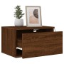 Wall bedside tables with LED lights 2 units brown oak by , Nightstands - Ref: Foro24-836839, Price: 85,33 €, Discount: %