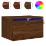 Wall bedside tables with LED lights 2 units brown oak by , Nightstands - Ref: Foro24-836839, Price: 85,33 €, Discount: %