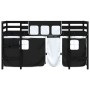 Cama alta niños con cortinas madera pino blanco negro 80x200 cm de , Camas y somieres - Ref: Foro24-3206961, Precio: 180,45 €...