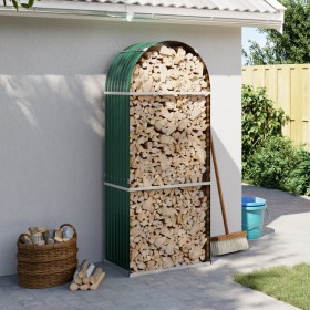 Green galvanized steel log holder 80x45x190 cm by , Firewood bags and holders - Ref: Foro24-364540, Price: 55,99 €, Discount: %