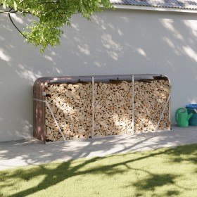 Brown galvanized steel log holder 234x45x100 cm by , Firewood bags and holders - Ref: Foro24-364575, Price: 63,99 €, Discount: %