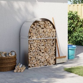 Silver galvanized steel log holder 80x45x120 cm by , Firewood bags and holders - Ref: Foro24-364589, Price: 46,19 €, Discount: %