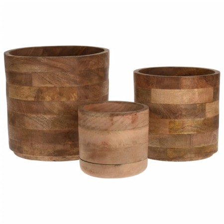 Home&Styling 3-piece flower pot set in solid natural mango wood by , Pots and planters - Ref: Foro24-447484, Price: 76,99 €, ...