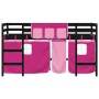 High bed for children with pink pine wood curtains 80x200 cm by , Beds and slatted bases - Ref: Foro24-3206963, Price: 177,76...