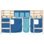 High bed for children with blue pine wood curtains 80x200 cm by , Beds and slatted bases - Ref: Foro24-3206956, Price: 163,52...