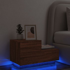 Bedside table with LED lights brown oak 70x36x40.5 cm by , Nightstands - Ref: Foro24-836783, Price: 74,99 €, Discount: %