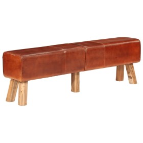 Brown genuine leather gym bench 160 cm by , Dining and kitchen benches - Ref: Foro24-356384, Price: 193,99 €, Discount: %