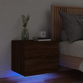 Wall bedside table with LED lights brown oak by , Nightstands - Ref: Foro24-836824, Price: 55,36 €, Discount: %