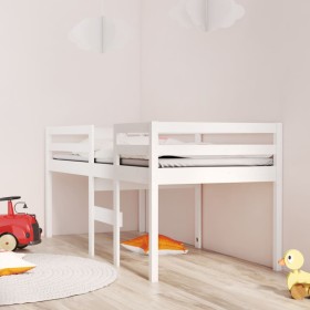 White high bed solid pine wood 80x200 cm by , Beds and slatted bases - Ref: Foro24-821610, Price: 181,99 €, Discount: %