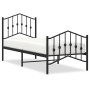 Bed frame with headboard and black metal footboard 75x190 cm by , Beds and slatted bases - Ref: Foro24-373797, Price: 64,99 €...