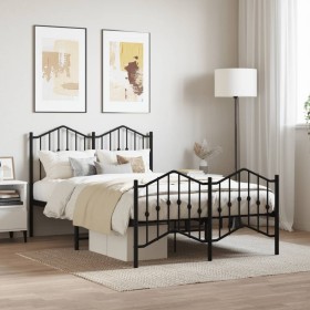 Bed frame with headboard and black metal footboard 120x200cm by , Beds and slatted bases - Ref: Foro24-373805, Price: 104,99 ...