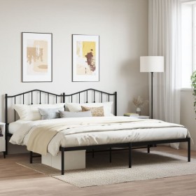 Bed frame with black metal headboard 193x203 cm by , Beds and slatted bases - Ref: Foro24-373795, Price: 105,99 €, Discount: %