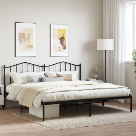 Estructura de cama con cabecero metal negro 193x203 cm de , Camas y somieres - Ref: Foro24-373795, Precio: 103,21 €, Descuent...