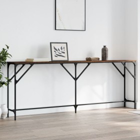 Engineered wood brown oak console table 200x29x75 cm by , Side tables - Ref: Foro24-837781, Price: 71,63 €, Discount: %