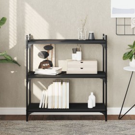 Engineered wood 3-tier bookshelf in black, 80x30x86 cm by , Bookcases and shelves - Ref: Foro24-837667, Price: 34,57 €, Disco...