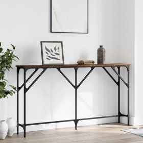 Engineered wood brown oak console table 140x23x75 cm by , Side tables - Ref: Foro24-837776, Price: 59,99 €, Discount: %